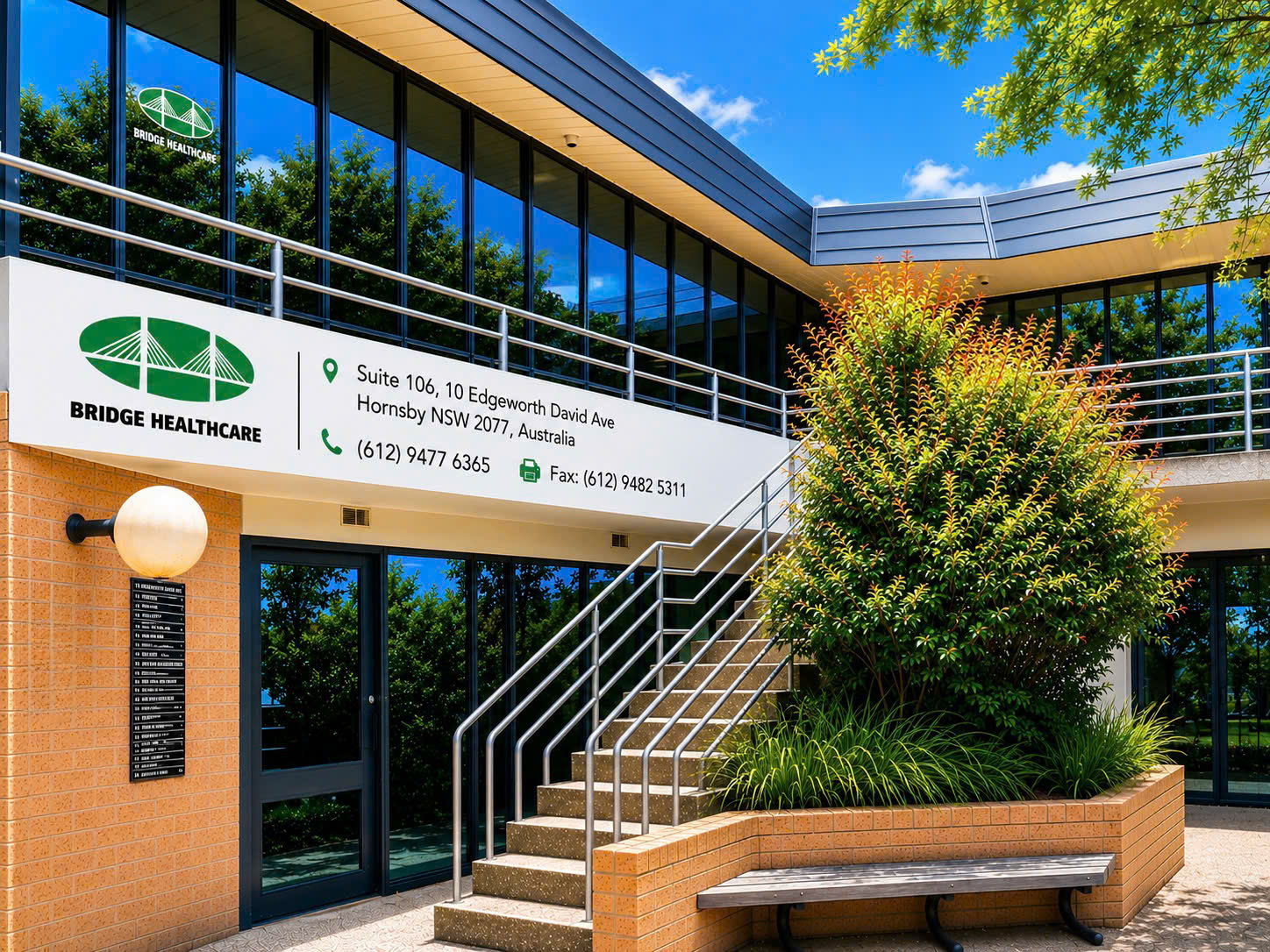 Bridge Healthcare headquarters at Suite 106, 10 Edgeworth David Ave, Hornsby NSW 2077
